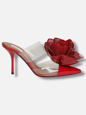 Alaïa Women's Red Fleur Patent Plexi Mule Pumps Shoes Size EU:38.5 US:8.5